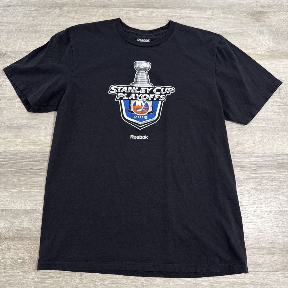 New York Islanders Shirt Men’s Large Reebok 2016 Stanley Cup Playoffs NHL Black